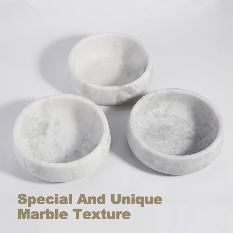 karibiber White Marble Dog Bowls, Non-Slip Dog Food Water Bowl Small, Heavy Duty Pet Bowl for Cats and Medium Dogs, Weighted African Natural Marble, Holds 4 Cups(5lbs) - Image 2